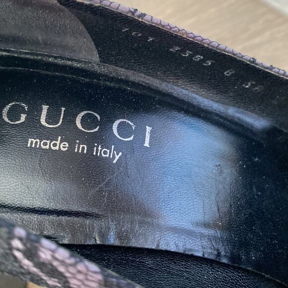 Gucci x Tom Ford Floral Lace Print Lavender Purple Block Heels size 38 size 8 - Picture 6 of 8